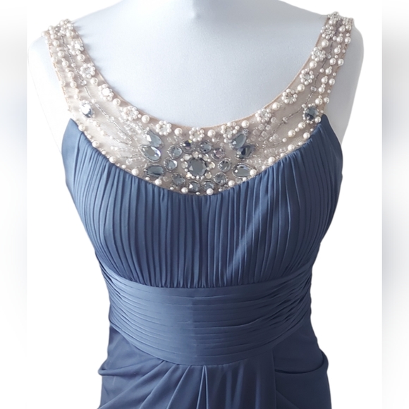 Adrianna Papell Dress UK Size 12 Evening Gown Grecian Mermaid Style Dark Teal - Picture 3 of 11